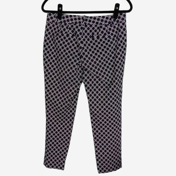 CROWN & IVY Petite Womens Navy Blue White 8P Polka Dot Ankle Dress Pants Stretch - Picture 2 of 11